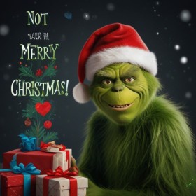 Mr Grinch Not Merry Christmas Tela Personalizzata Natale