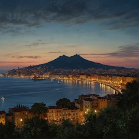 Quadro Tela Paesaggio del Golfo di Napoli con Mare e Vesuvio